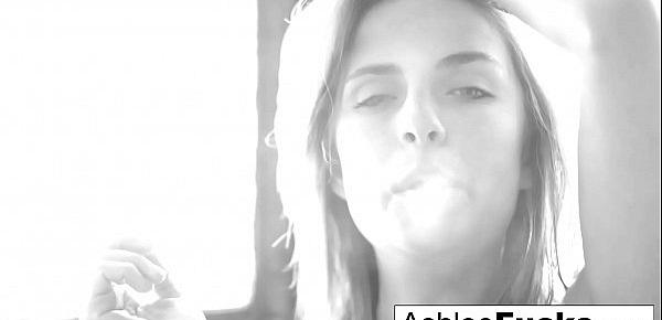  Sexy  Ashlee Graham smokes while showing off her natural tits